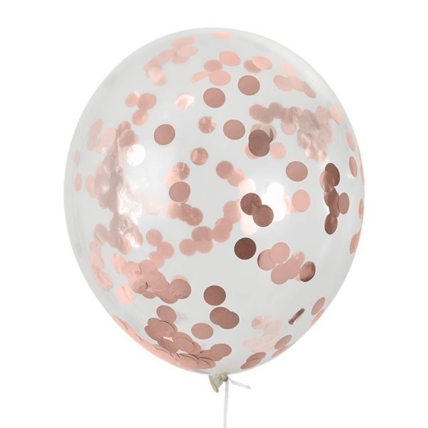 Clear Confetti Balloon 12" - Rose Gold (Long Float)