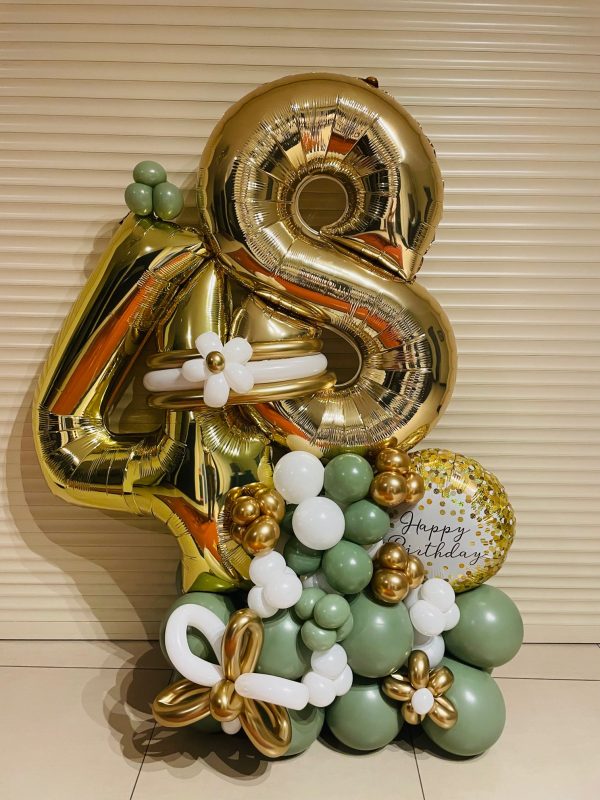 Balloon Number Bouquet - Double Digit with OPTIONAL ADD ON helium balloons